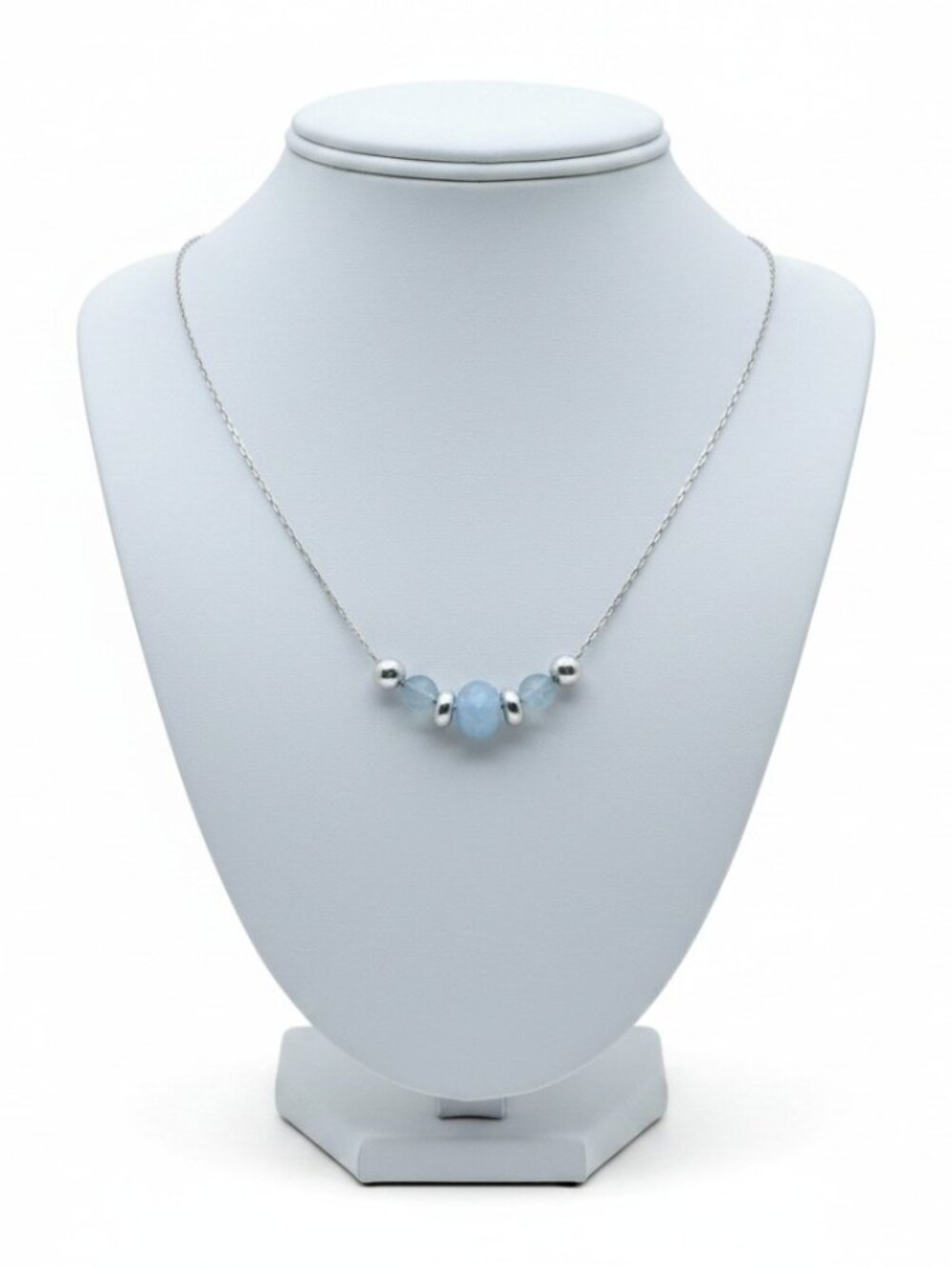 Natural Aquamarine Sterling Silver Necklace, Minimalist Jewelry March Birthstone